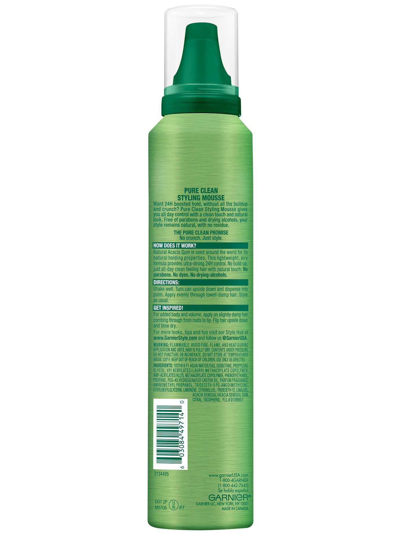 Back view of Pure Clean Styling Mousse.